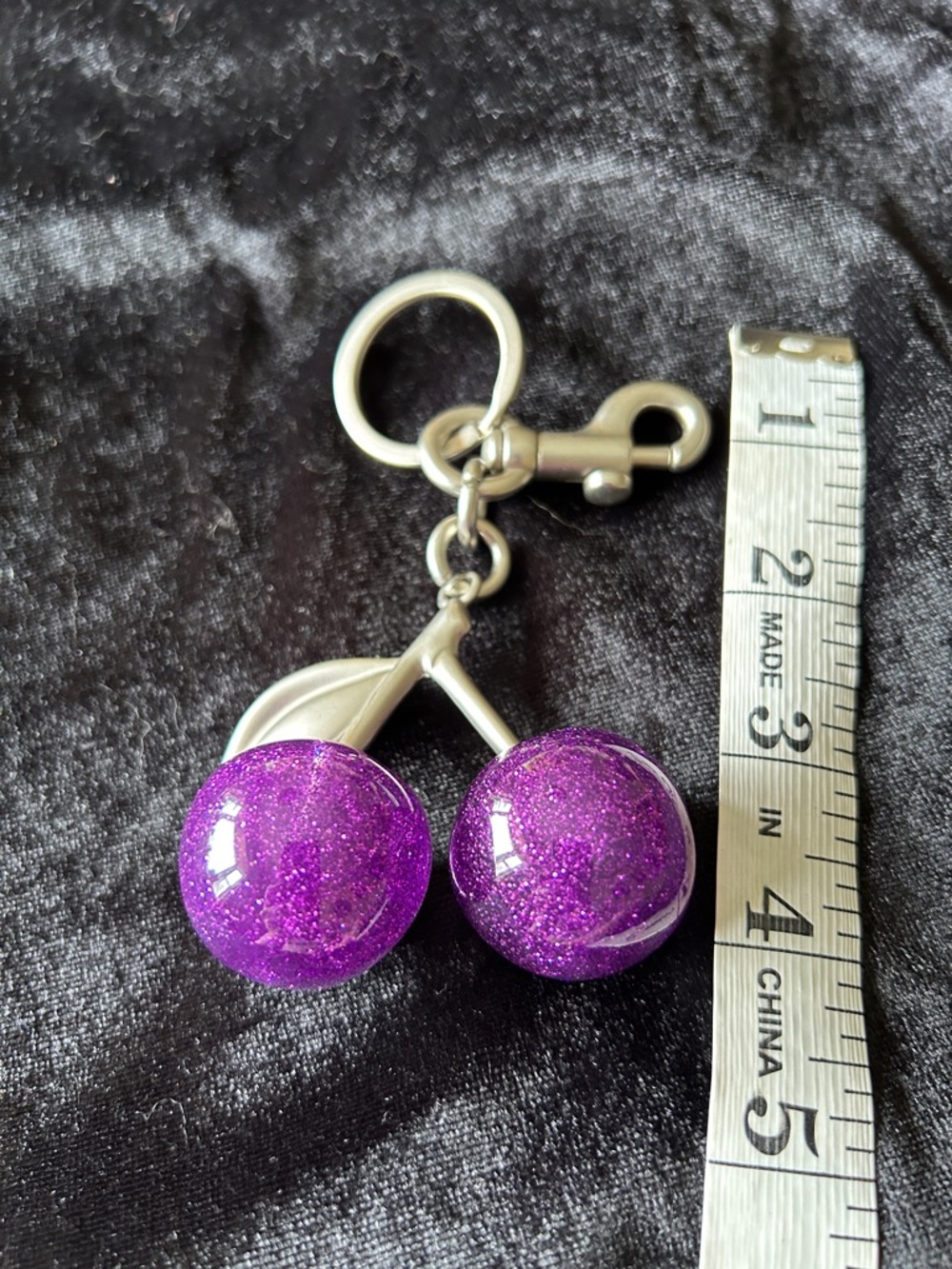 Purple Glitter Cherry Keychain - Women Accessories - Picture 2 of 2